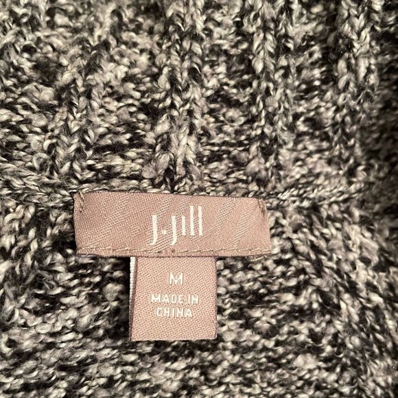 New J. Jill Black White Marled Cotton Blend Cardigan Sweater Lightweight - Picture 9 of 11